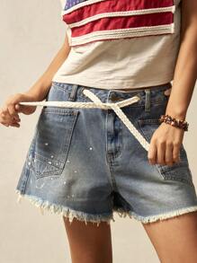 Bohemela 女式波西米亚风宽松牛仔短裤（夏季） - 淺色水洗藍 - 查看 4