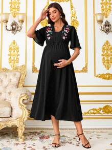 SHEIN Maternity Short Sleeve Dress, Fashionable For Summer  Elegant Dresses For Women Maternity Dresses For Women  Flowy Dress  Summer