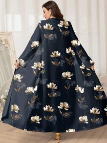Al Najma 女士优雅花卉印花长袍/卡夫坦长袍，端庄长袍 - 彩色 - 查看 2