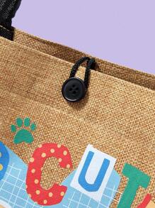 SCOOBY-DOO X SHEIN 2pcs Women Cartoon Dog Print Bag Set - Khaki - View 4