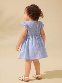 SHEIN 可爱 Babygirl 条纹盖袖夏季度假连衣裙