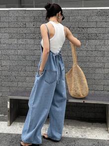 DAZY Women's Holiday Casual Denim Jumpsuit