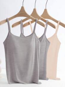 SHEIN LUNE 3pcs Set Comfortable Camisole With Chest Pads, Anti-Slip - Multicolor - View 5