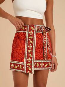 Travachic 女士春夏梭织印花休闲迷你裙