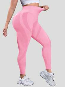 SHEIN Sport Studio Leggins deportivos sin costuras que levantan el trasero, talla grande