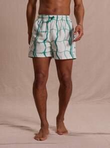 Musero Pantaloncini da bagno con stampa a onde astratte, adatti per la primavera, l'estate, le vacanze e lo streetstyle di Pasqua