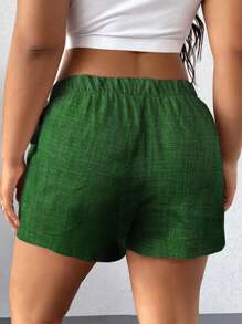Breezaya Plus Size Women Side Knotted Asymmetrical Hem Casual Skort Faux Denim