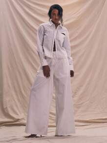 MUSERA ملابس علوية أبيض له أزرار للقطع مع ربطة في الذيل، تاب مناسب للربيع والصيف، كاجوال أنيق