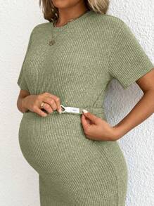 SHEIN 2-delige zwangerschapsoutfit in effen kleur met korte mouwen en rok, zomerse casual outfit