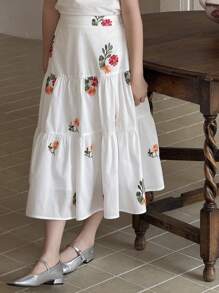 Dazy Kids 少女碎花荷叶边休闲迷你裙，女孩夏季服装，返校度假装 - 白色 - 查看 6