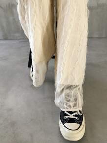 FRIFUL Tuta larga da donna con cinturini in pizzo e colore unito, tuta casual estiva, set tuta da donna per il tempo libero - Bianco - Visualizzare 7