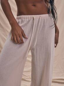 MUSERA Drawstring Lightweight Trousers Summer Linen Trousers Holiday Vacation Casual Elegant Cute Chic - Cream - View 5