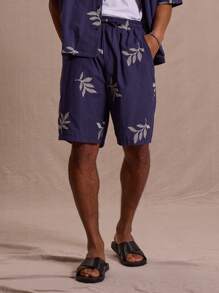 Musero Oversized Longline Patterned Shorts Only Spring Summer Vacation Easter Streetstyle Smart - Navy Blue - View 2