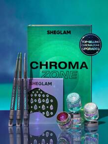 SHEGLAM Chroma Zone Full Collection Set Gradient Multichrome Makeup Set Multi-Color High Sparkle Eyeshadow Flake Eyeliner Makeup Kit Brand Beauty Makeup Face Paint Cosmetic For Women Girls Perfect For Fall Winter Ideal For Y2K Fancy Fashion Suitable For Birthday Christmas Present Party Ready Best Color
