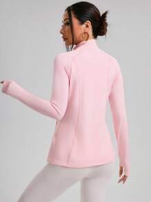 Sovereign Charm 拉鍊斜口袋保暖運動夾克帶拇指孔 - 淺粉色 - 查看 2