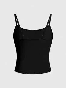 INAWLY Solva Regular Women's Slim Cropped Star Print Camisole Top - Black - View 2