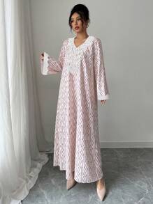 Al Najma Simple Elegant Arabic Style Dress, Suitable For Summer, Modest Kaftan - Red - View 5