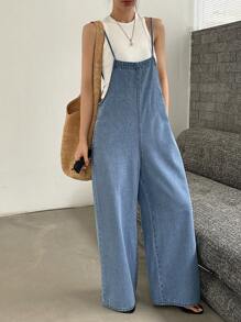 DAZY Women's Holiday Casual Denim Jumpsuit