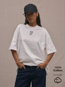 MUSERA Logo Crew Neck Oversized T-Shirt Casual Vacation Everyday Oversized Airport Fall Back To School Autumn Winter Christmas Christmas,Elegant