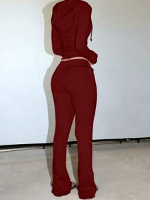 INAWLY Solva 女士 2 件套拉链连帽夹克和纯色裤子