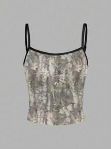 INAWLY 夏季休闲迷彩印花与撞色饰边吊带背心