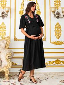 SHEIN Maternity Short Sleeve Dress, Fashionable For Summer  Elegant Dresses For Women Maternity Dresses For Women  Flowy Dress  Summer