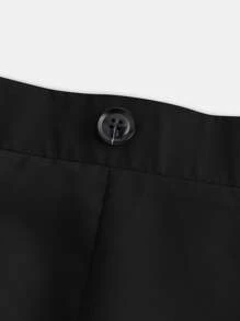 SHEIN 青少年男孩派对简约绅士西装外套和裤子套装，纯色简约休闲学院风，舒适、时尚、百搭、可爱、柔软，适合日常穿着、上学、郊游、运动、情人节、聚会、派对 - 黑色 - 查看 11