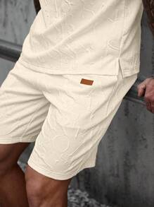 Manfinity CasualCool Men's Casual Letter Embossed T-Shirt And Shorts Set For Summer Men Two Pieces Casual Men Two Pieces Sets Men Outfits 2 Pieces Men Matching Outfit Set Men 2 Pieces Sets