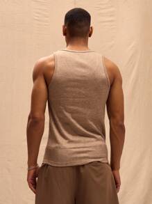 Musero Ribbed Crew Neck Tank Top Spring Summer Vacation Easter Streetstyle Y2k - Coffee Brown - View 3