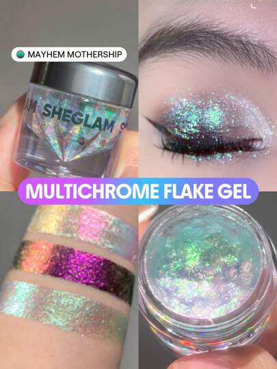 Chroma Zone Multichrome Flake Gel-Mayhem Mothership 3 Colors Gradient White Green Shiny Eyeshadow Cream Multi-Tone High Shine Finish Non-Greasy Non-Fading Glitter Shimmer Eyeshadow Flake Eyeshadow Brand Beauty Makeup Face Paint Cosmetic For Women Girls Perfect For Fall Winter Ideal For Y2K Fancy Fashion Suitable For Birthday Christmas Present Party Ready Best Color