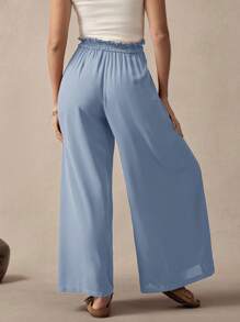 Boho Mama Pantalones casuales de cintura alta de unicolor para maternidad de vacaciones
