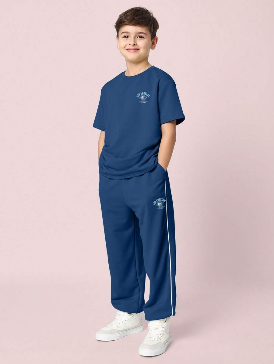 SUMWON Sportliches Outfit für Jugendliche, Los Angeles Sportart Set mit Sweatshirt und Jogginghose, Lässig Sportbekleidung, Training, Schule, Verein, Mannschaft, Streetwear