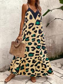 EMERY ROSE Women's Leopard Print Spaghetti Strap Casual Dress, Fashionable For Summer - Multicolor - View 7