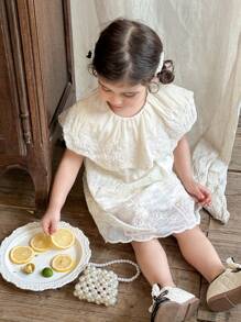 SHEIN Young Girl Floral Print Ruffle Hem Cute Dress - Apricot - View 6