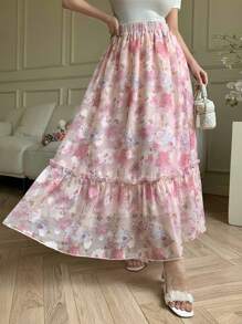 Modelyn 女士优雅花卉印花长裙 - 粉色 - 查看 5