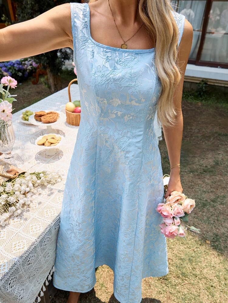 Women Summer Elegant Jacquard Sleeveless Dress Women Clothing Summer Satin Dress Graduation Dress Summer Dresses For Women