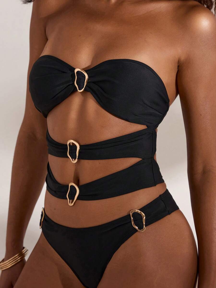 Opulessa Damen Sommer Boho Urlaub Strand Urlaub Outfits Kontrastfarbe Patchwork Strick Slip Kleid, Cut Out