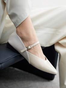 CUCCOO BIZCHIC 尖头舒适通勤优雅酒红色女士平底鞋，休闲春季服装通勤美学复古外观