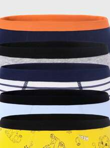 7pcs/Pack Young Boy Cute Lion Multi-Color Print Cotton Briefs, Versatile Underwear Set For All Season Back To School Fashion - Multicolor - View 3