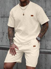 Manfinity CasualCool Men's Casual Letter Embossed T-Shirt And Shorts Set For Summer Men Two Pieces Casual Men Two Pieces Sets Men Outfits 2 Pieces Men Matching Outfit Set Men 2 Pieces Sets