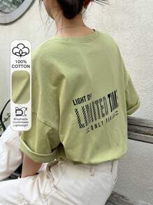 DAZY 标语图案落肩 T 恤 LIGHT OFF 限时特惠 夏季