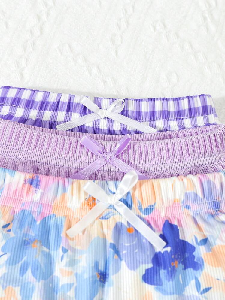 SHEIN Playful Pals Set de 3 piezas de baberos y pantalones cortos para bebé niña, suaves, lindos y amigables con la piel - Multicolor - Añade 3