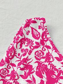 Soleia Women's Pink Floral Print Sleeveless Casual Top With Asymmetrical Neckline And Hem - Pink - View 5