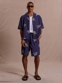 Musero Oversized Button Through Short Sleeve Shirt Only Spring Summer Vacation Easter Streetstyle Smart - Navy Blue - View 5