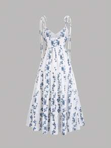 Sweetra Vestito da donna vintage ispirato allo stile francese, con vita stretta, spallina, sexy camisole, adatto per la primavera/estate