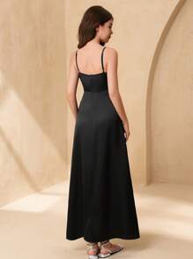 SHEIN Elegant & Stylish Flower Girl/Bridesmaid Spaghetti Strap Dress For Teens (Girls) - Black - View 2