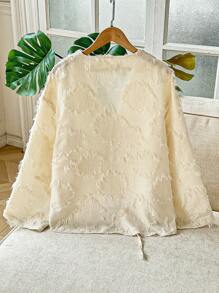 INAWLY Chemisier cardigan femme à nœud papillon texturé