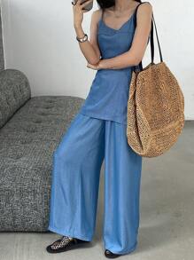 DAZY Women's Slim Fit Camisole Top And Denim Pants 2 Pieces Set - Medium Wash - View 4