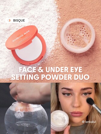 Poudre Fixatrice Visage Et Contour Des Yeux Insta-Ready Duo-Bisque Poudre Fixatrice Libre éClaircissante 2 En 1 Poudre Mate Sans Pores Waterproof Maquillage Visage Poudre D'Hiver De NoëL Marque Beauté Visage Maquillage CosméTique Pour Femmes Filles Parfait Pour Hiver IdéAl Pour Y2K ÉLéGant Mode Adapté Pour Anniversaire Xmas Cadeau FêTe PrêT Meilleure Couleur