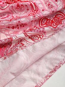 Sweetra Women's Bohemian Print High Waist Belted Ruffle Hem Maxi Skirt, Suitable For Vacation And Casual Daily Wear Fall Cloth For Women - Pink - View 5